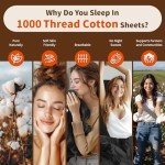 LBRO2M 1000 Thread Count 100% Cotton Sheets Set,California King Size Bed Sheet 4 Piece Sets,Long Staple,16 Inches Deep Pocket,All Season,Bedding Super Soft Comforterble Breathable,Sateen(Black)