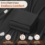 LBRO2M 1000 Thread Count 100% Cotton Sheets Set,California King Size Bed Sheet 4 Piece Sets,Long Staple,16 Inches Deep Pocket,All Season,Bedding Super Soft Comforterble Breathable,Sateen(Black)