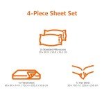 Amazon Basics Cotton Jersey 4-Piece Soft, Breathable, Wrinkle-Free Bed Sheet Set, Queen, Oatmeal, Solid