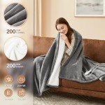 Homemate Heated Blanket Electric Throw - 50"x60" Heating Blanket Throw 1/2/4/6/8 Hours Auto-off 10 Heat Level Over-heat Protection Flannel Sherpa Heater Blanket ETL Certification