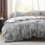 Bedsure Duvet Cover King Size - Reversible Floral Duvet Cover Set with Zipper Closure, 3 Pieces Grey Bedding Set with 8 Corner Ties and 2 Pillowcases 20"x26"