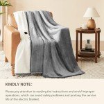 Homemate Heated Blanket Electric Throw - 50"x60" Heating Blanket Throw 1/2/4/6/8 Hours Auto-off 10 Heat Level Over-heat Protection Flannel Sherpa Heater Blanket ETL Certification