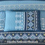 WONGS BEDDING Blue Quilt Set King,Boho 3 Pieces Bedspread Coverlet Set with Geometry Printed for All Season,Lightweight Morden Bohemian Bedding Set 104"×90"