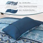 WONGS BEDDING Blue Quilt Set King,Boho 3 Pieces Bedspread Coverlet Set with Geometry Printed for All Season,Lightweight Morden Bohemian Bedding Set 104"×90"