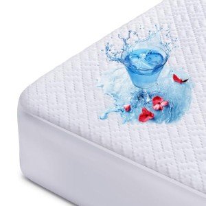 Hanherry 100% Waterproof Mattress Protector Queen Size, Mattress Cover 3D Air Fabric Cooling Mattress Pad Cover Smooth Soft Breathable Noiseless, 8''-21'' Deep Pocket
