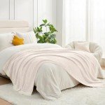 Snuggle Sac Buttery Ivory Throw Blanket for Couch, Reversible Super Soft Knitted Blankets, Warm Cozy Knit Fuzzy Plush Lightweight Throws Dupes for Sofa, Bed, Picnic, Ivory, 50 x 60 inches