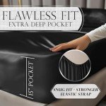 DECOLURE Satin Bed Sheets - 4 Piece Luxury Silky Full Size Bedding Set - Softer Than Silk, Wrinkle-Free with 15” Deep Pocket Fitted Sheet, Perfect for Hair & Skin, Gifts for Women (Black)