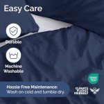 Duvet Cover Queen Size Set - Extra Soft Queen Size Duvet Cover 90 x 90 with 2 Pillow Shams - Hotel Luxury Easy Care and Fade Free w/ Zipper Closures & Ties - Comfy Breathable Bedding Set (Navy Blue)