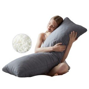 DOWNCOOL Quilted Memory Foam Body Pillow - Large Full Body Pillows for Adults - Soft Long Bed Pillows for Side Sleepers - 20x54 inch (Grey)