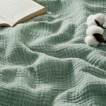 Bedsure 100% Cotton Muslin Blanket King Size for Bed - 4-Layer Breathable and Lightweight Thin Soft Gauze Muslin Blanket for Summer, Sage Green, 108x90 Inches