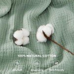 Bedsure 100% Cotton Muslin Blanket King Size for Bed - 4-Layer Breathable and Lightweight Thin Soft Gauze Muslin Blanket for Summer, Sage Green, 108x90 Inches