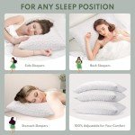 HEYCUZI Cooling Pillows Queen Size Set of 2 - Shredded Memory Foam Pillow for Sleeping 2 Pack, Adjustable Cool Bed Pillows for Side, Back, and Stomach Sleepers, Gel Pillow Washable Removable Cover