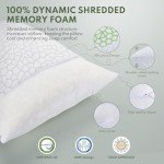 HEYCUZI Cooling Pillows Queen Size Set of 2 - Shredded Memory Foam Pillow for Sleeping 2 Pack, Adjustable Cool Bed Pillows for Side, Back, and Stomach Sleepers, Gel Pillow Washable Removable Cover
