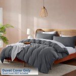 Nestl Dark Grey Duvet Cover King Size - Soft Double Brushed King Duvet Cover Set, 3 Piece, with Button Closure, 1 Duvet Cover 104x90 inches and 2 Pillow Shams