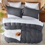 Nestl Dark Grey Duvet Cover King Size - Soft Double Brushed King Duvet Cover Set, 3 Piece, with Button Closure, 1 Duvet Cover 104x90 inches and 2 Pillow Shams
