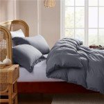 Nestl Dark Grey Duvet Cover King Size - Soft Double Brushed King Duvet Cover Set, 3 Piece, with Button Closure, 1 Duvet Cover 104x90 inches and 2 Pillow Shams
