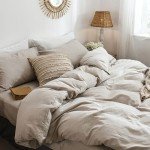MooMee Bedding Duvet Cover Set 100% Washed Cotton Linen Like Textured Breathable Durable Soft Comfy (Tannish Linen Grey, Queen)