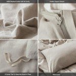 MooMee Bedding Duvet Cover Set 100% Washed Cotton Linen Like Textured Breathable Durable Soft Comfy (Tannish Linen Grey, Queen)