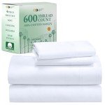 California Design Den Queen Sheet Set - Luxury 600 Thread Count Sateen, 100% Cotton Deep Pocket Queen Sheets with All Around Elastic for a, Hotel Quality Bedding Set - White