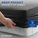 DREAMCARE Twin XL Sheet Sets - 4pc Cooling Sheets XL Twin Sheets - Twin XL Sheets up to 21” Deep Pocket – Hotel Luxury Extra Long Bed Sheets 100% Brushed Microfiber with Side Pocket - Gray