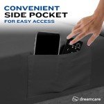 DREAMCARE Twin XL Sheet Sets - 4pc Cooling Sheets XL Twin Sheets - Twin XL Sheets up to 21” Deep Pocket – Hotel Luxury Extra Long Bed Sheets 100% Brushed Microfiber with Side Pocket - Gray