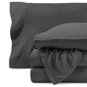 Bare Home Super Soft Fleece Sheet Set - Queen Size - Extra Plush Polar Fleece, No-Pilling Bed Sheets - All Season Cozy Warmth (Queen, Grey)