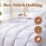 Cosybay Oversized King Size Feather Down Fiber Comforter - Ultra Soft 100% Cotton Duvet Insert, All Season Hotel Luxury Bedding with Corner Tabs, 116"x98" White