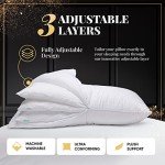 EverSnug Adjustable Layer Pillows for Sleeping - Set of 2, Cooling, Luxury Pillows for Back, Stomach or Side Sleepers (Down Alternative, Standard (Pack of 2))