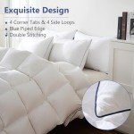 DOWNCOOL Feather Comforter King Size, White Fluffy Duvet Insert King with Ultra Soft 100% Cotton Cover, All Season Luxurious Hotel Bed Comforter with Corner Tabs, 106"x90"
