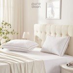 puredown® Goose Feathers and Down Pillow for Sleeping Gusseted Bed Hotel Collection Pillows, Standard, Set of 2