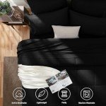 CozyLux Queen Comforter Set Black 7 Pieces Bed in a Bag Black Comforters Queen Size Bed Set Bedding Sets Queen with All Season Stitch Quilted Comforter, Flat Sheet, Fitted Sheet, Pillowcases