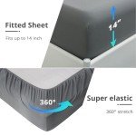 HEVUMYI 7 Pieces Queen Comforter Set, All Season Reversible Bed in a Bag Queen, Ultra Soft Queen Bedding Set with Grey Comforter, Flat Sheet, Fitted Sheet, Pillowcases, Pillow Shams, Dark Grey