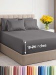 Extra Deep Queen Sheet Set - 6 Piece Breathable & Cooling Sheets - Hotel Luxury Bedding Set w/18-24 Inch Extra Deep Pockets - Easy & Secure Fit - Super Soft, Wrinkle Free and Comfy - Grey, Queen Size
