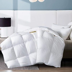 WhatsBedding Twin Comforter,Filled with Feather and Down, White Duvet Insert - Luxurious Hotel Collection Bed Blanket Comforter - 100% Cotton Shell -Twin Size 64x88 Inch