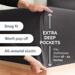 Extra Deep Queen Sheet Set - 6 Piece Breathable & Cooling Sheets - Hotel Luxury Bedding Set w/18-24 Inch Extra Deep Pockets - Easy & Secure Fit - Super Soft, Wrinkle Free and Comfy - Grey, Queen Size