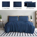 Mueller Luxury 6 Piece Queen Sheet Set - Ultra-Soft 1800 Series, Cooling & Breathable Hotel Quality Bed Sheets, Deep Pocket up to 16" - Hypoallergenic, Wrinkle-Resistant, Oeko-TEX, Navy