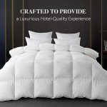 WhatsBedding White Queen Size Feather Down Fiber Comforter, Filled with Feather and Down Fiber, All Season Fluffy Ultra Soft 100% Cotton Duvet Insert, Luxury Hotel Bedding Style Comforter,90"x90"