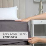 Extra Deep Queen Sheet Set - 6 Piece Breathable & Cooling Sheets - Hotel Luxury Bedding Set w/18-24 Inch Extra Deep Pockets - Easy & Secure Fit - Super Soft, Wrinkle Free and Comfy - Grey, Queen Size