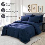 Mueller Luxury 6 Piece Queen Sheet Set - Ultra-Soft 1800 Series, Cooling & Breathable Hotel Quality Bed Sheets, Deep Pocket up to 16" - Hypoallergenic, Wrinkle-Resistant, Oeko-TEX, Navy
