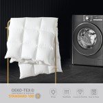 WhatsBedding White Queen Size Feather Down Fiber Comforter, Filled with Feather and Down Fiber, All Season Fluffy Ultra Soft 100% Cotton Duvet Insert, Luxury Hotel Bedding Style Comforter,90"x90"