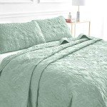 Sophia and William 3 Pieces Quilt Set King Size with 1 Quilt and 2 Pillow Shams, Reversible Microfiber Bedding Bedspread Coverlet Set, Cozy, Lightweight and Hypoallergenic, Sage