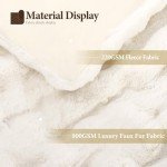Touchat Luxury 1000GSM Faux Rabbit Fur Throw Blanket, Super Heavy Warm Cozy Blankets for Couch Bed Sofa, Bubble Plush Fuzzy Elegant Soft Reversible Mink Blanket for Living Room Bedroom, Cream White