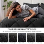 Love's cabin King Size Comforter Set Black, 7 Pieces King Bed in a Bag, All Season Bedding Sets with 1 Comforter, 1 Flat Sheet, 1 Fitted Sheet, 2 Pillowcase and 2 Pillow Sham