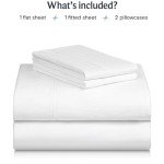 LuxClub 4 PC Queen Sheet Set, Bed Sheets, Deep Pockets 18" Eco Friendly Wrinkle Free Cooling Machine Washable Hotel Bedding Silky Soft - White