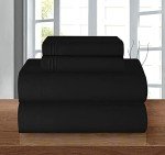 Elegant Comfort Luxury Soft 1500 Thread Count Egyptian 4-Piece Premium Hotel Quality Wrinkle Resistant Coziest Bedding Set, All Around Elastic Fitted Sheet, Deep Pocket up to 16inch, Cal King, Black