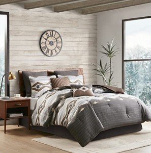 Woolrich Rustic Lodge Cabin Comforter Set - All Season Down Alternative Warm Bedding Layer and Matching Shams, Oversized Queen, Bitter Creek, Grey/Brown