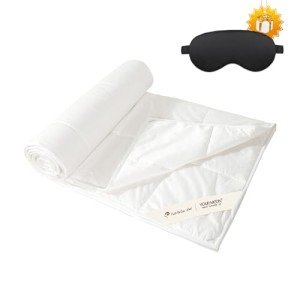 YOUR MOON Summer Lightweight Wool Comforter - Breathable & Thin Duvet Insert for Hot Sleepers, 100% Australian Wool Filling 100gsm with Pure Cotton Shell-Queen Size (White)