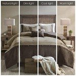 Madison Park Boone Cozy Comforter Set, Faux Suede, Deluxe Hotel Styling All Season Down Alternative Bedding Matching Shams, Decorative Pillow, King (104 in x 92 in), Rustic Brown 7 Piece