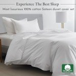 California Design Den 3 Piece King Size Duvet Cover Set, 400 Thread Count 100% Cotton Sateen, Soft Luxury Sateen Weave Comforter Cover and Two Pillow Shams, Button Closure and Corner Ties (White,King)