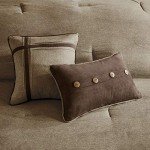 Madison Park Boone Cozy Comforter Set, Faux Suede, Deluxe Hotel Styling All Season Down Alternative Bedding Matching Shams, Decorative Pillow, King (104 in x 92 in), Rustic Brown 7 Piece